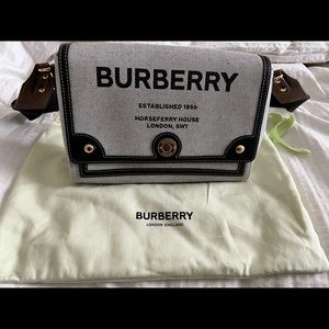 Burberry Horseferry Print Canvas Note Crossbody Bag NWT